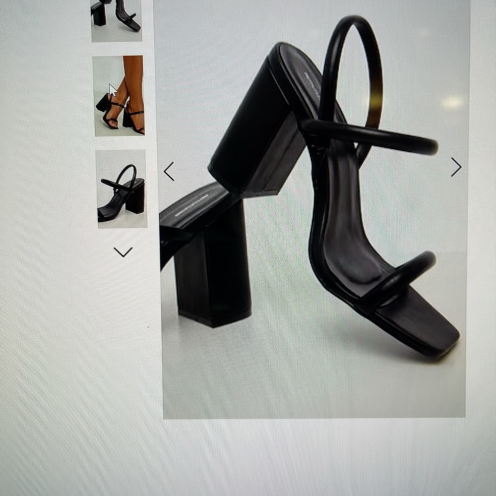 Black squared block heels